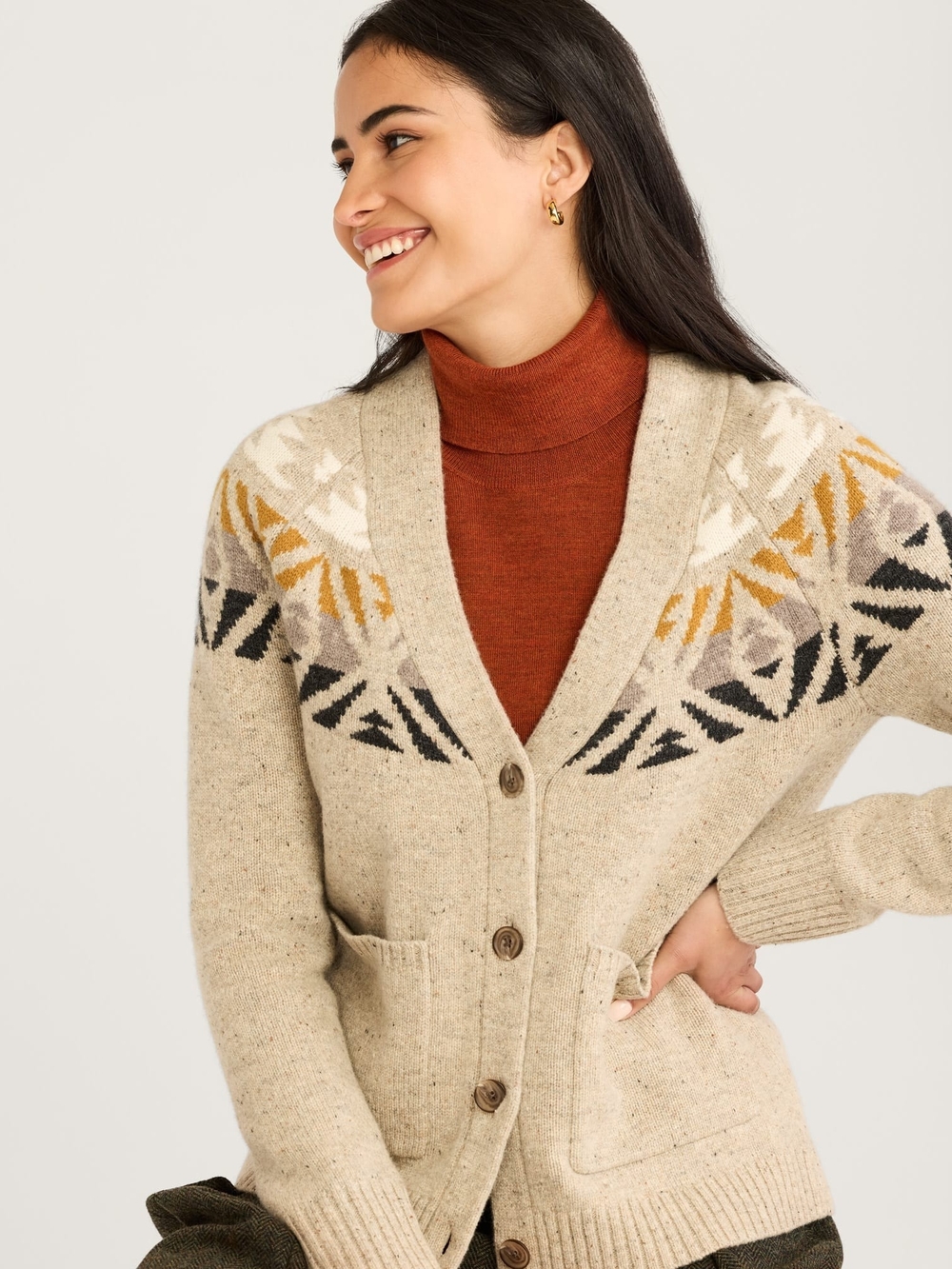 Pendleton Wool Fair Isle Button-Front Cardigan Sweater